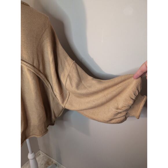 Pol oversized knit balloon sleeve slouchy neutral sweater lg - Picture 4 of 10